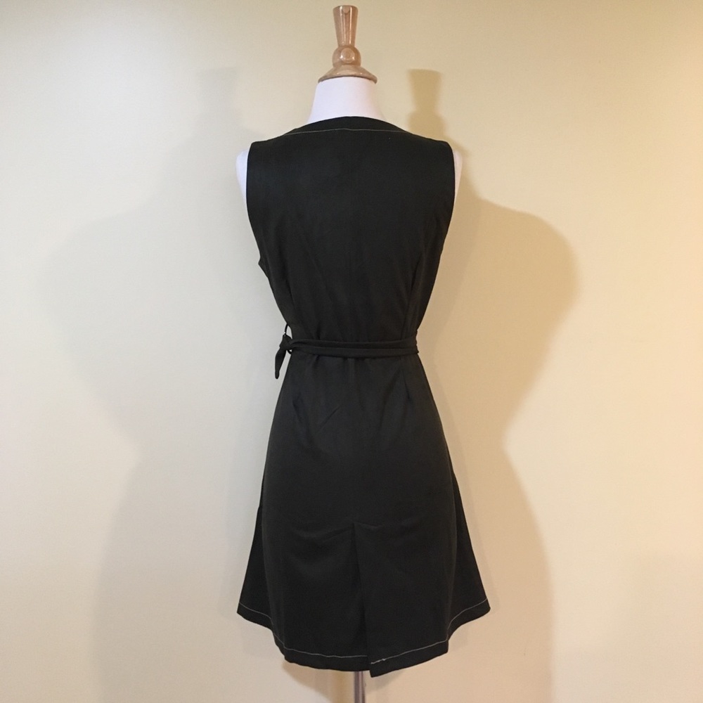 Deep Olive Sueded Sleeveless Midi Duster Vest - Picture 5 of 6